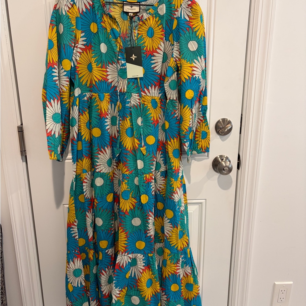Tuckernuck Salty Paloma Caftan Multi Daisy Long Sleeve Dress NWT Size Small - Picture 2 of 7
